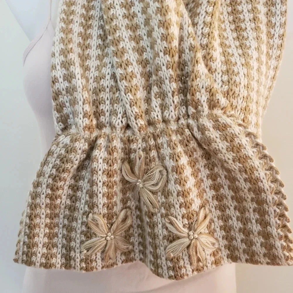 Coldwater Creek Gold & White Knit Scarf
